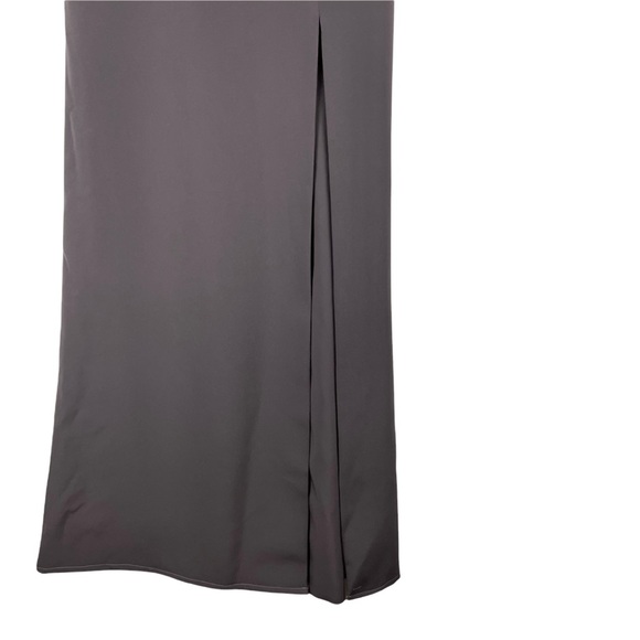 Aidan Mattox Gray Open Shoulder‎ V Neck High Slit Gown Dress Size 0 - Picture 5 of 13
